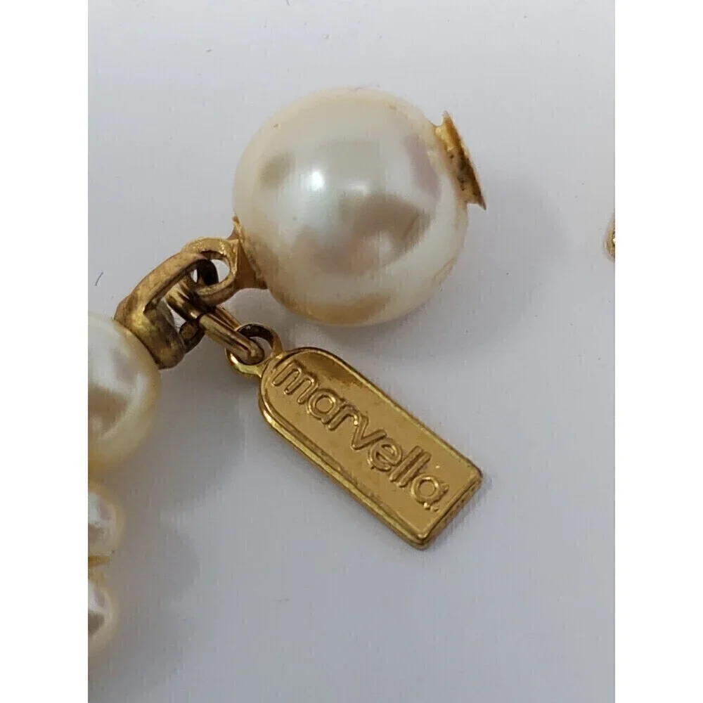 VINTAGE MARVELLA IVORY FAUX PEARL 4 STRAND TWIST NECKLACE FASHION JEWELRY